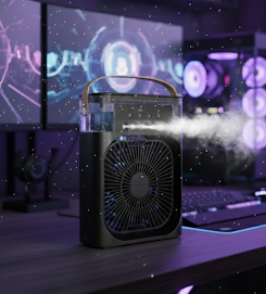 Mini Ar Condicionado "Umidificador de Ar 3 em 1" Com LEDs